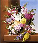 Adelheid Dietrich Canvas Paintings - Still Life of Flowers